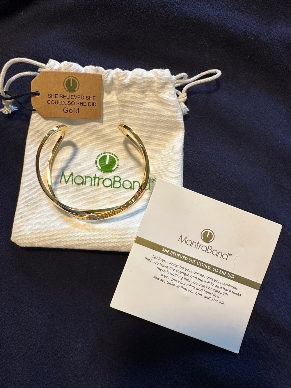 MantraBand Gold Inspirational Cuff Bracelet